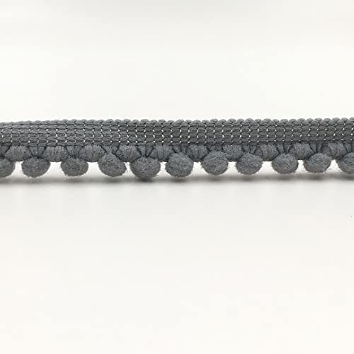Aniyan 5 Yards Poms Quaste Borte 1cm Pomponborte Bommelborte Spitzenband, Dekoband, DIY Nähen Kleidung Vorhang Handarbeit Zubehör, Grau von Aniyan