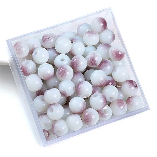 Aniyan 50 Stück Glasperlen aus Jadeimitat, 8mm Runde Perlen zum Auffädeln für Armbänder, Schmuckperlen DIY, Bunte Doppel-Farbglasperlen (Violett) von Aniyan