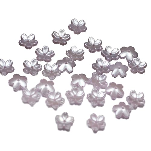 Aniyan 50 Stück Kirschblüten Acryl Blumenperlen, Mini-Blumenperlen, 10mm 5-Blütenblatt Blumenanhänger für Armbänder Schmuckherstellung DIY,(Hellviolett) von Aniyan