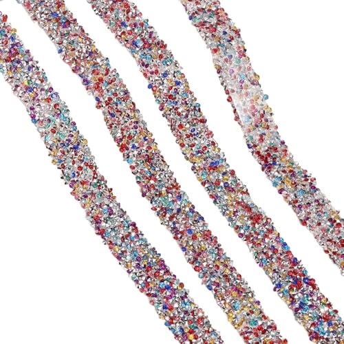Aniyan 5m x 15mm Selbstklebende Strassstreifen Kristall Strass Diamant Band mit Heißschmelzkleber, Glitzer Paillettenbandborte zum Nähen Dekoration DIY Schuhe Taschen Kleidung (Bunt) von Aniyan