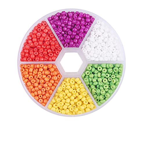 Aniyan 6 Farben 3mm Glasperlen Set, ca. 1900 Stück Rund Seed Beads, Glasperlen für Schmuckherstellung DIY Armband Halskette Bastelperlen mit Box (Farbmischung B) von Aniyan