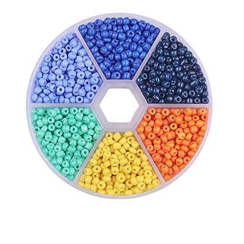 Aniyan 6 Farben 3mm Glasperlen Set, ca. 1900 Stück Rund Seed Beads, Glasperlen für Schmuckherstellung DIY Armband Halskette Bastelperlen mit Box (Farbmischung E) von Aniyan