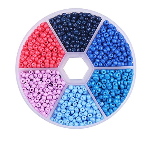 Aniyan 6 Farben 3mm Glasperlen Set, ca. 1900 Stück Rund Seed Beads, Glasperlen für Schmuckherstellung DIY Armband Halskette Bastelperlen mit Box (Farbmischung F) von Aniyan