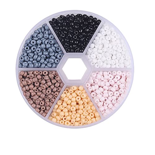 Aniyan 6 Farben 3mm Glasperlen Set, ca. 1900 Stück Rund Seed Beads, Glasperlen für Schmuckherstellung DIY Armband Halskette Bastelperlen mit Box (Farbmischung G) von Aniyan