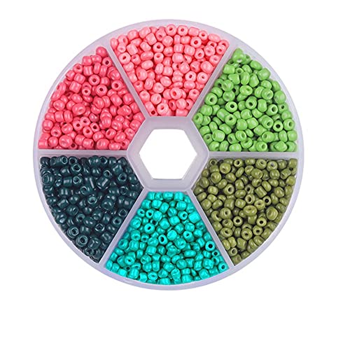 Aniyan 6 Farben 3mm Glasperlen Set, ca. 1900 Stück Rund Seed Beads, Glasperlen für Schmuckherstellung DIY Armband Halskette Bastelperlen mit Box (Farbmischung H) von Aniyan