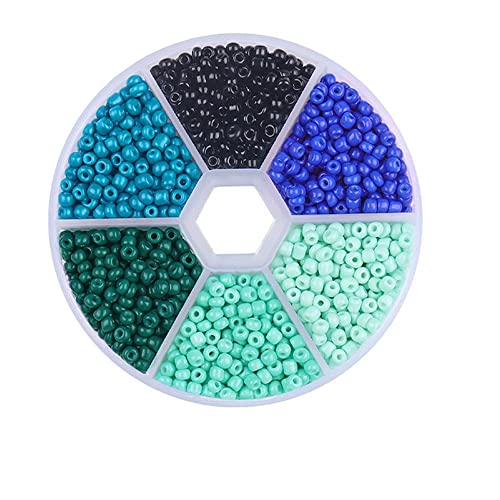 Aniyan 6 Farben 3mm Glasperlen Set, ca. 1900 Stück Rund Seed Beads, Glasperlen für Schmuckherstellung DIY Armband Halskette Bastelperlen mit Box (Farbmischung I) von Aniyan