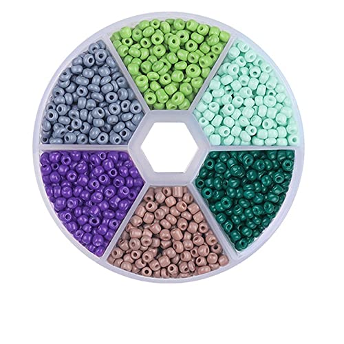 Aniyan 6 Farben 3mm Glasperlen Set, ca. 1900 Stück Rund Seed Beads, Glasperlen für Schmuckherstellung DIY Armband Halskette Bastelperlen mit Box (Farbmischung J) von Aniyan