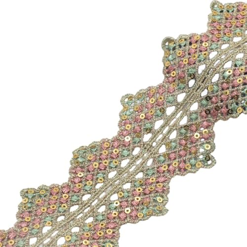 Aniyan 6.5CM Breit Spitzenband, Spitze mit Wasserlöslicher Stickerei und Glitzer, Spitzenstoff Spitzenborte für Handwerk, Nähen, Hochzeit Dekoration, Scrapbooking, Geschenkboxen, (2Y) von Aniyan