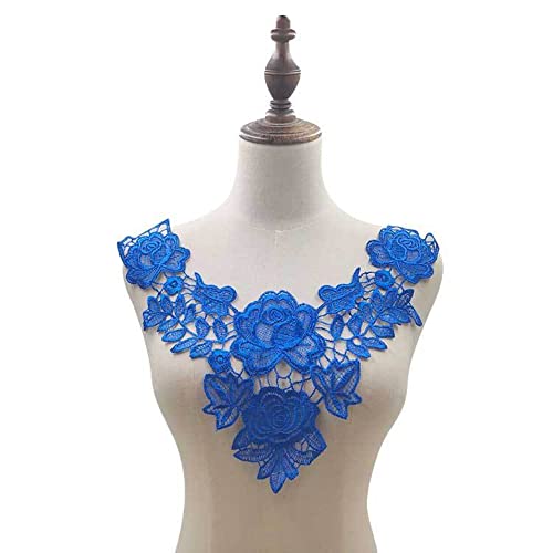 Aniyan Bestickte Spitze Kragen Applikation mit Blumenmuster – Eleganter Fake Kragen aus Polyester, Perfekt für Hochzeitskleider, Brautmode, DIY-Nähen und Dekoration (Blau) von Aniyan