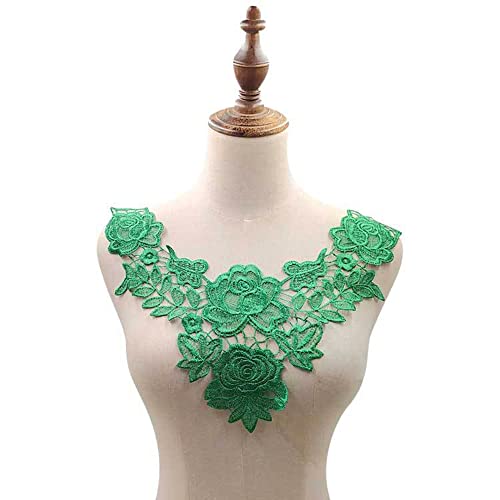 Aniyan Bestickte Spitze Kragen Applikation mit Blumenmuster – Eleganter Fake Kragen aus Polyester, Perfekt für Hochzeitskleider, Brautmode, DIY-Nähen und Dekoration (Grün) von Aniyan