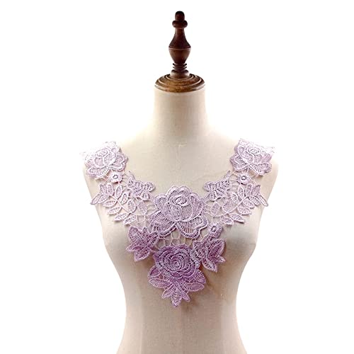 Aniyan Bestickte Spitze Kragen Applikation mit Blumenmuster – Eleganter Fake Kragen aus Polyester, Perfekt für Hochzeitskleider, Brautmode, DIY-Nähen und Dekoration (Lila) von Aniyan