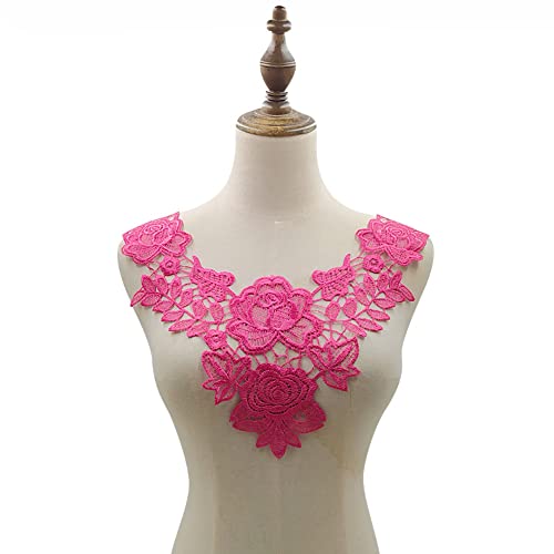 Aniyan Bestickte Spitze Kragen Applikation mit Blumenmuster – Eleganter Fake Kragen aus Polyester, Perfekt für Hochzeitskleider, Brautmode, DIY-Nähen und Dekoration (Rosenrot) von Aniyan
