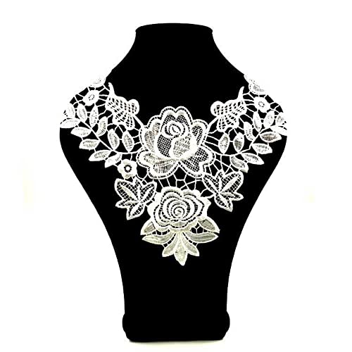 Aniyan Bestickte Spitze Kragen Applikation mit Blumenmuster – Eleganter Fake Kragen aus Polyester, Perfekt für Hochzeitskleider, Brautmode, DIY-Nähen und Dekoration (Weiß) von Aniyan