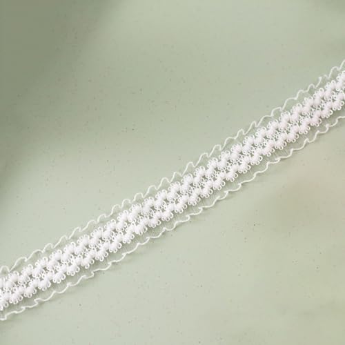 Aniyan Elastisches Spitzenband 25mm x 10 Yards, Doppelreihe Spitzenborte aus Nylon, weiches Stretchband zum Nähen, DIY, Kleidung, Ärmel, Taschen & Spielzeug Deko (Weiß) von Aniyan