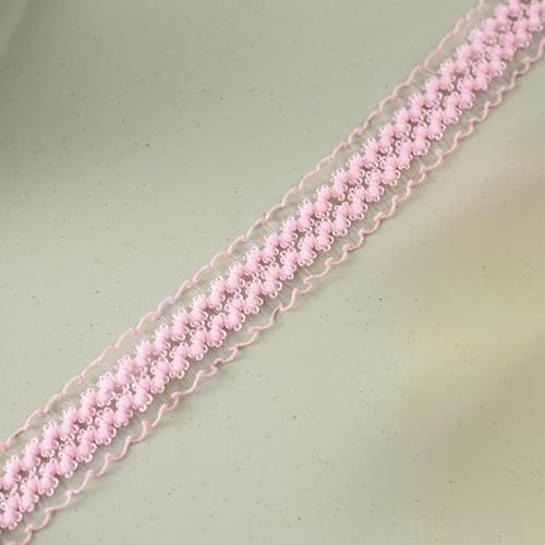 Aniyan Elastisches Spitzenband 25mm x 50 Yards, Doppelreihe Spitzenborte aus Nylon, weiches Stretchband zum Nähen, DIY, Kleidung, Ärmel, Taschen & Spielzeug Deko (Rosa) von Aniyan