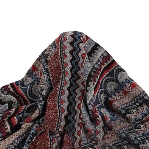 Aniyan Ethnischer Stoff Meterware 150cm Breit – Bunte Jacquard Dekorationsstoffe Aus Polyester Für Tischdecken, Kleidung, DIY, Vorhänge Und Wohnkultur (Schwarz) von Aniyan