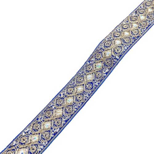 Aniyan Jacquard Band, 4,5 cm Besticktes Gewebtes – Hochwertige Spitze Bordüre für Deko, Nähen & DIY-Projekte,(Blau, 10 Yards) von Aniyan