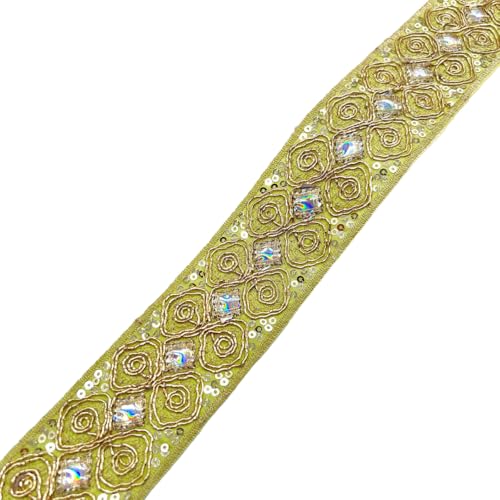 Aniyan Jacquard Band, 4,5 cm Besticktes Gewebtes – Hochwertige Spitze Bordüre für Deko, Nähen & DIY-Projekte,(Gelb, 5 Yards) von Aniyan