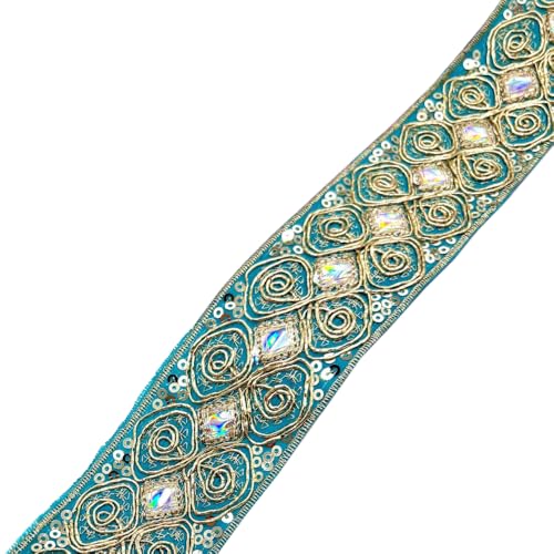 Aniyan Jacquard Band, 4,5 cm Besticktes Gewebtes – Hochwertige Spitze Bordüre für Deko, Nähen & DIY-Projekte,(Grün, 1 Yard) von Aniyan