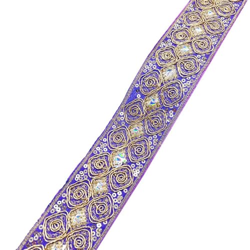 Aniyan Jacquard Band, 4,5 cm Besticktes Gewebtes – Hochwertige Spitze Bordüre für Deko, Nähen & DIY-Projekte,(Lila, 5 Yards) von Aniyan