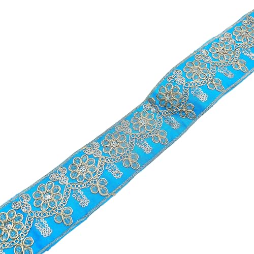 Aniyan Jacquard Band, 55m Besticktes Gewebtes – Hochwertige Spitze Bordüre für Deko, Nähen & DIY-Projekte,(Cyan, 5 Yards) von Aniyan