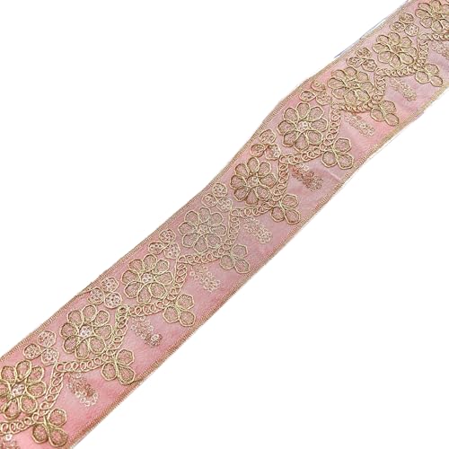 Aniyan Jacquard Band, 55m Besticktes Gewebtes – Hochwertige Spitze Bordüre für Deko, Nähen & DIY-Projekte,(Rosa, 5 Yards) von Aniyan