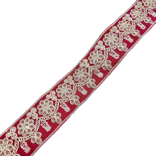 Aniyan Jacquard Band, 55m Besticktes Gewebtes – Hochwertige Spitze Bordüre für Deko, Nähen & DIY-Projekte,(Rot, 1 Yard) von Aniyan