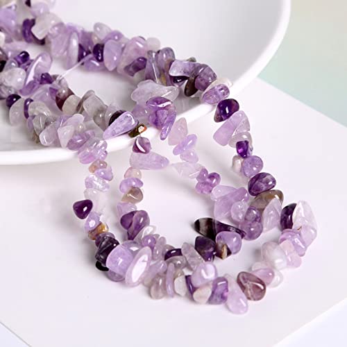 Aniyan Natürliche Chips Perlen mit Loch 80CM/Strang, Unregelmäßige Stein-Perlen für DIY Schmuck Basteln, Armbänder, Ketten und Ohrringe, Halbedelsteine in Naturform(Amethyst) von Aniyan