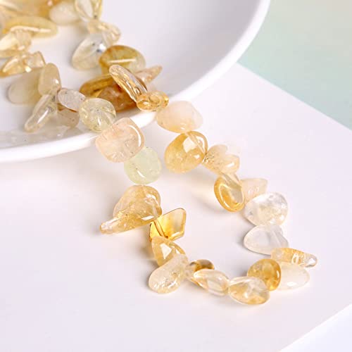 Aniyan Natürliche Chips Perlen mit Loch 80CM/Strang, Unregelmäßige Stein-Perlen für DIY Schmuck Basteln, Armbänder, Ketten und Ohrringe, Halbedelsteine in Naturform(Citrin) von Aniyan