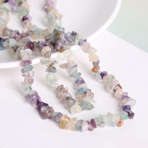 Aniyan Natürliche Chips Perlen mit Loch 80CM/Strang, Unregelmäßige Stein-Perlen für DIY Schmuck Basteln, Armbänder, Ketten und Ohrringe, Halbedelsteine in Naturform(Fluorit) von Aniyan