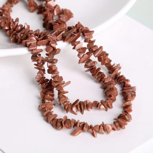 Aniyan Natürliche Chips Perlen mit Loch 80CM/Strang, Unregelmäßige Stein-Perlen für DIY Schmuck Basteln, Armbänder, Ketten und Ohrringe, Halbedelsteine in Naturform(Goldsandstein) von Aniyan
