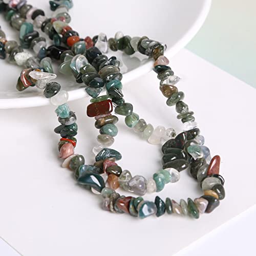 Aniyan Natürliche Chips Perlen mit Loch 80CM/Strang, Unregelmäßige Stein-Perlen für DIY Schmuck Basteln, Armbänder, Ketten und Ohrringe, Halbedelsteine in Naturform(Indischer Achat) von Aniyan