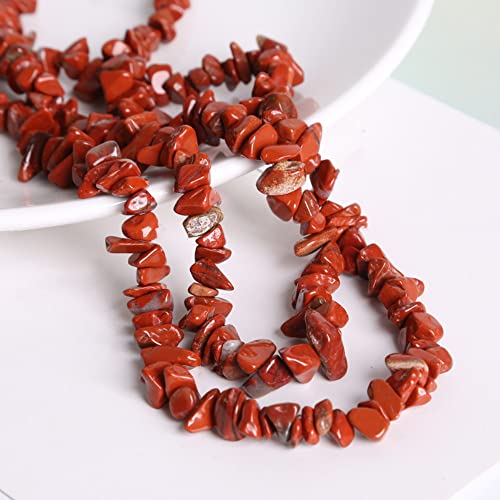 Aniyan Natürliche Chips Perlen mit Loch 80CM/Strang, Unregelmäßige Stein-Perlen für DIY Schmuck Basteln, Armbänder, Ketten und Ohrringe, Halbedelsteine in Naturform(Roter Stein) von Aniyan