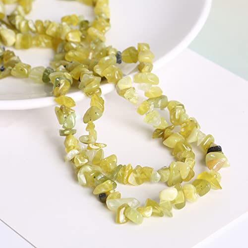 Aniyan Natürliche Chips Perlen mit Loch 80CM/Strang, Unregelmäßige Stein-Perlen für DIY Schmuck Basteln, Armbänder, Ketten und Ohrringe, Halbedelsteine in Naturform(Zitronengelb) von Aniyan