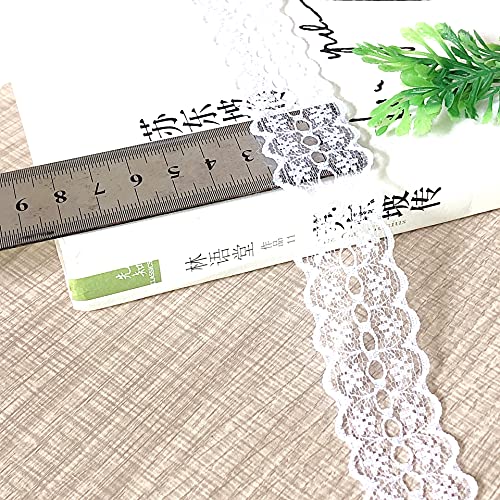 Aniyan Spitzenband 30 Yards Weiß Häkelspitze für Hochzeitsdeko, Tischdeko, Geschenkverpackung, Basteln und Nähen - Vintage Milchseide Spitzenborte ohne Stretch(Muster D) von Aniyan