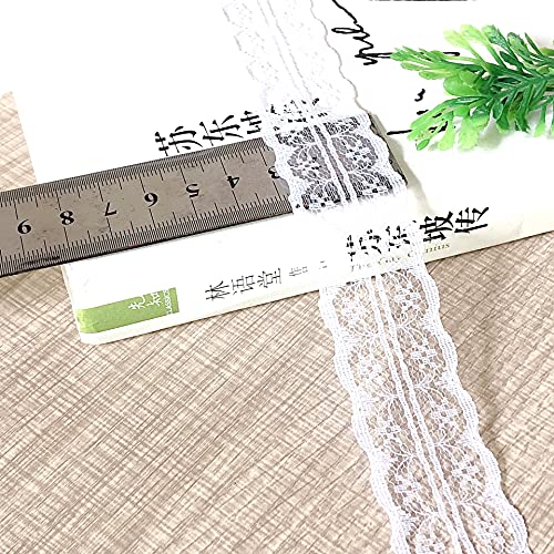 Aniyan Spitzenband 50 Yards Weiß Häkelspitze für Hochzeitsdeko, Tischdeko, Geschenkverpackung, Basteln und Nähen - Vintage Milchseide Spitzenborte ohne Stretch(Muster E) von Aniyan