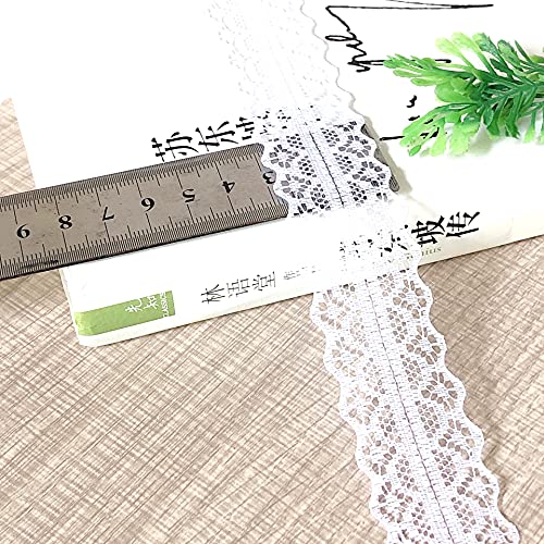 Aniyan Spitzenband 50 Yards Weiß Häkelspitze für Hochzeitsdeko, Tischdeko, Geschenkverpackung, Basteln und Nähen - Vintage Milchseide Spitzenborte ohne Stretch(Muster H) von Aniyan