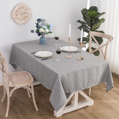 Aniyan Tischdecke wasserdicht [60 * 90cm] - Tischtuch aus Polyester mit Leinenoptik, abwaschbar & ölfest - Schmutzabweisende Tischdecken für Esstisch, Küche, Wohnzimmer - [Hellgrau] von Aniyan