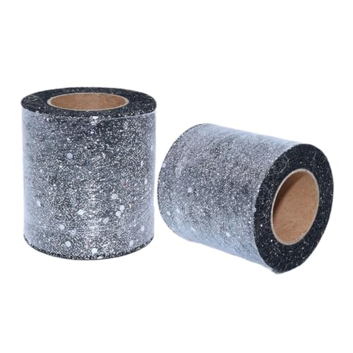 Aniyan Tüllstoff Rolle, Glitzer Tüll, Pailletten Tüllband für Hochzeit, Party, Tutu Rock, Deko, Geschenkverpackung, Nähen, Bastel,10cmx25Y-(Black A) von Aniyan