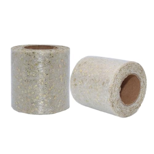 Aniyan Tüllstoff Rolle, Glitzer Tüll, Pailletten Tüllband für Hochzeit, Party, Tutu Rock, Deko, Geschenkverpackung, Nähen, Bastel,10cmx25Y-(Cream) von Aniyan