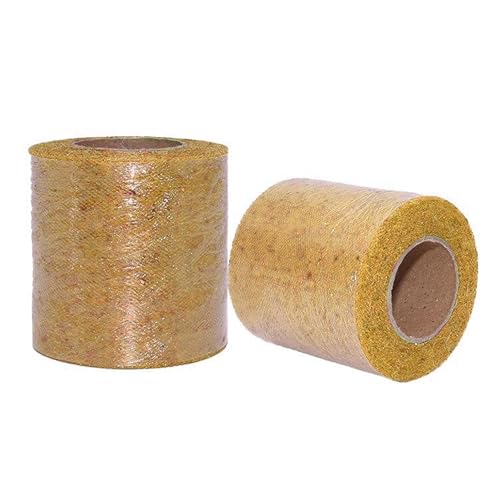 Aniyan Tüllstoff Rolle, Glitzer Tüll, Pailletten Tüllband für Hochzeit, Party, Tutu Rock, Deko, Geschenkverpackung, Nähen, Bastel,10cmx25Y-(Gold) von Aniyan