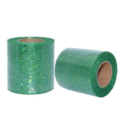 Aniyan Tüllstoff Rolle, Glitzer Tüll, Pailletten Tüllband für Hochzeit, Party, Tutu Rock, Deko, Geschenkverpackung, Nähen, Bastel,10cmx25Y-(Grass Green) von Aniyan