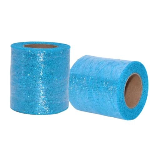 Aniyan Tüllstoff Rolle, Glitzer Tüll, Pailletten Tüllband für Hochzeit, Party, Tutu Rock, Deko, Geschenkverpackung, Nähen, Bastel,10cmx25Y-(Light Blue) von Aniyan