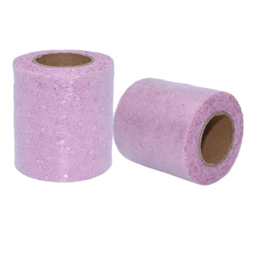 Aniyan Tüllstoff Rolle, Glitzer Tüll, Pailletten Tüllband für Hochzeit, Party, Tutu Rock, Deko, Geschenkverpackung, Nähen, Bastel,10cmx25Y-(Light Pink) von Aniyan