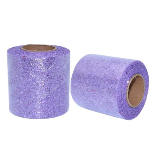 Aniyan Tüllstoff Rolle, Glitzer Tüll, Pailletten Tüllband für Hochzeit, Party, Tutu Rock, Deko, Geschenkverpackung, Nähen, Bastel,10cmx25Y-(Light Purple) von Aniyan