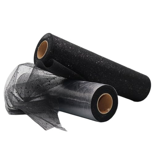 Aniyan Tüllstoff Rolle, Glitzer Tüll, Pailletten Tüllband für Hochzeit, Party, Tutu Rock, Deko, Geschenkverpackung, Nähen, Bastel,30cmx25Y-(Black B) von Aniyan