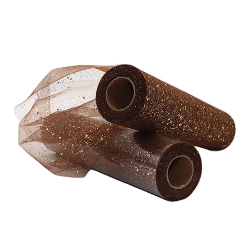 Aniyan Tüllstoff Rolle, Glitzer Tüll, Pailletten Tüllband für Hochzeit, Party, Tutu Rock, Deko, Geschenkverpackung, Nähen, Bastel,30cmx25Y-(Brown) von Aniyan
