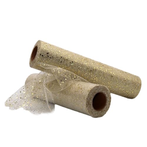 Aniyan Tüllstoff Rolle, Glitzer Tüll, Pailletten Tüllband für Hochzeit, Party, Tutu Rock, Deko, Geschenkverpackung, Nähen, Bastel,30cmx25Y-(Cream) von Aniyan