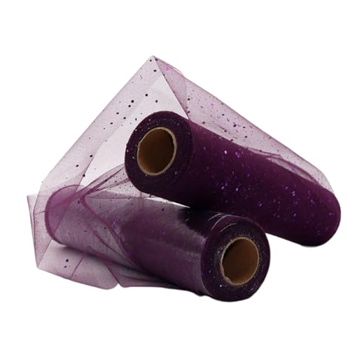 Aniyan Tüllstoff Rolle, Glitzer Tüll, Pailletten Tüllband für Hochzeit, Party, Tutu Rock, Deko, Geschenkverpackung, Nähen, Bastel,30cmx25Y-(Dark Purple) von Aniyan