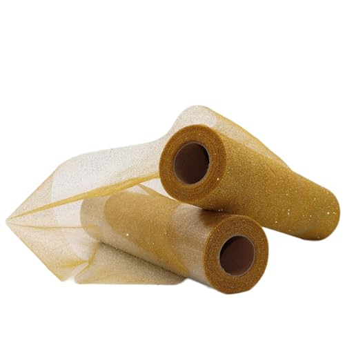 Aniyan Tüllstoff Rolle, Glitzer Tüll, Pailletten Tüllband für Hochzeit, Party, Tutu Rock, Deko, Geschenkverpackung, Nähen, Bastel,30cmx25Y-(Gold) von Aniyan